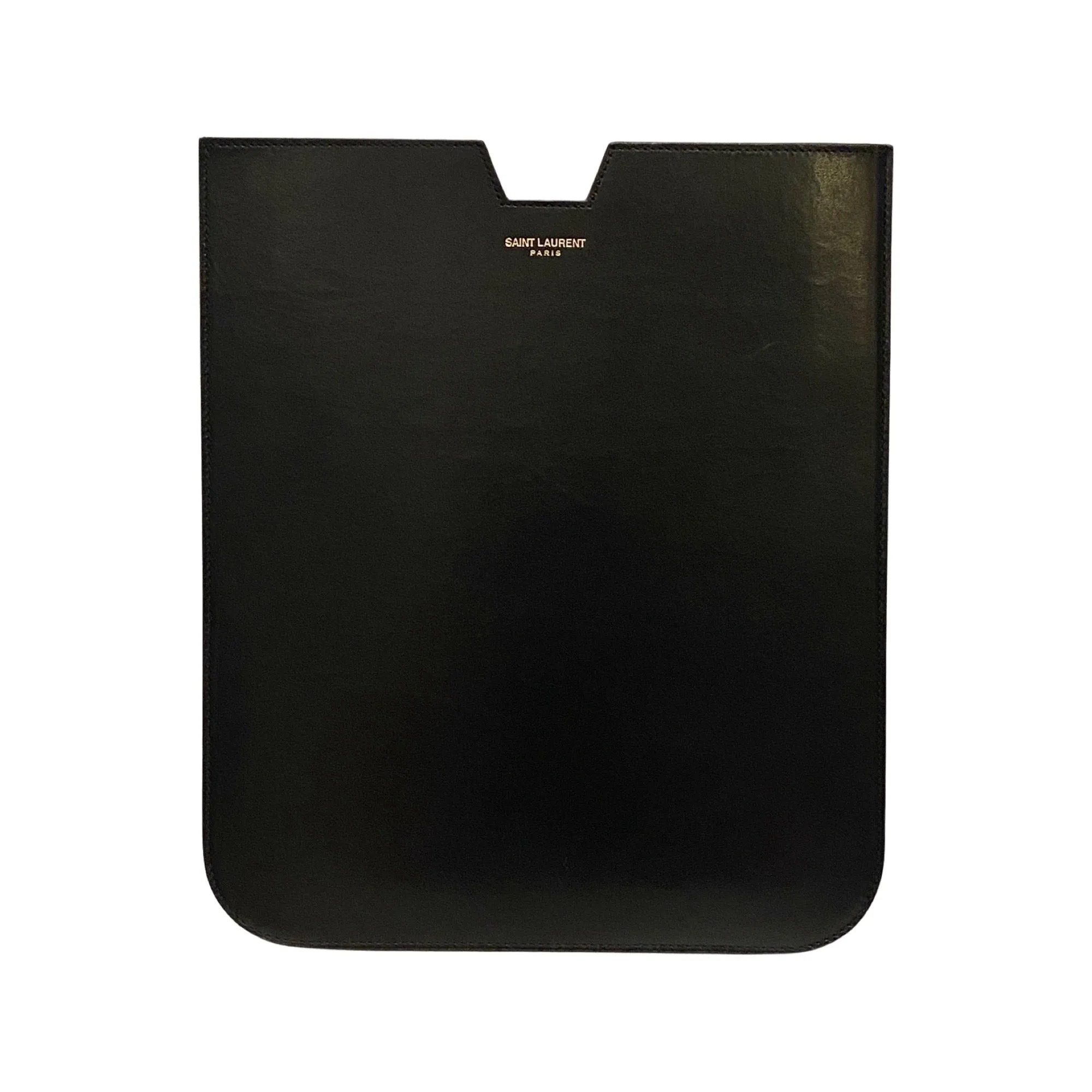 Saint Laurent iPad Pro Sleeve Smooth Black Calfskin Leather Gold Logo