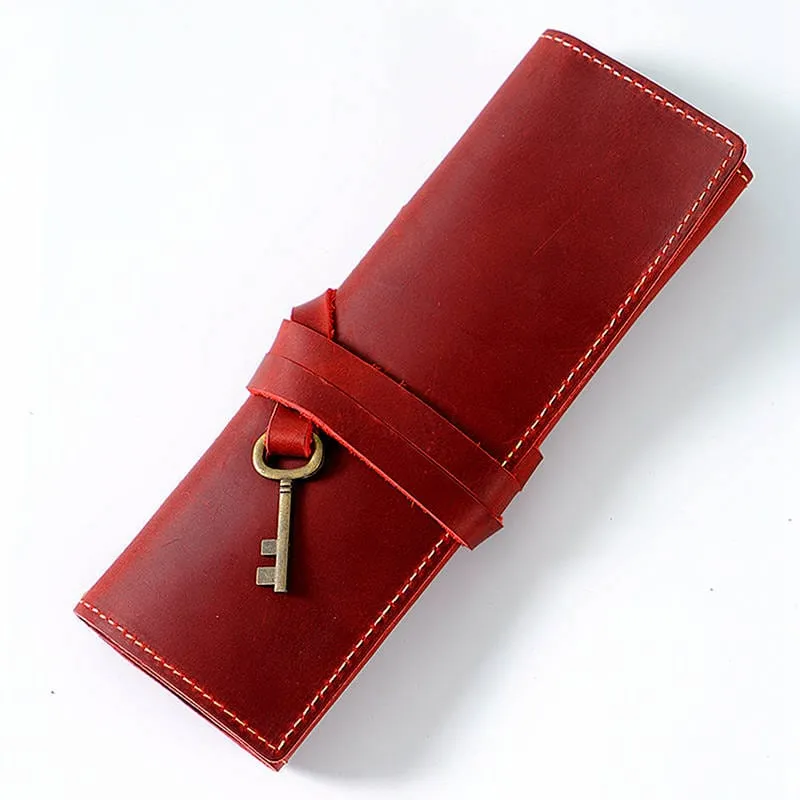 School Leather Pencil Case Pen Roll