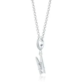 Silver Clothes Peg Necklace