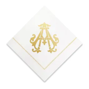 Single Initial Cocktail Napkins in GOLD