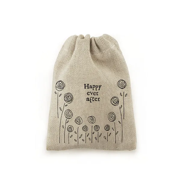 Small Rustic Drawstring Bag - Happy Ever After