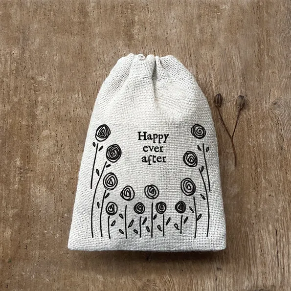 Small Rustic Drawstring Bag - Happy Ever After