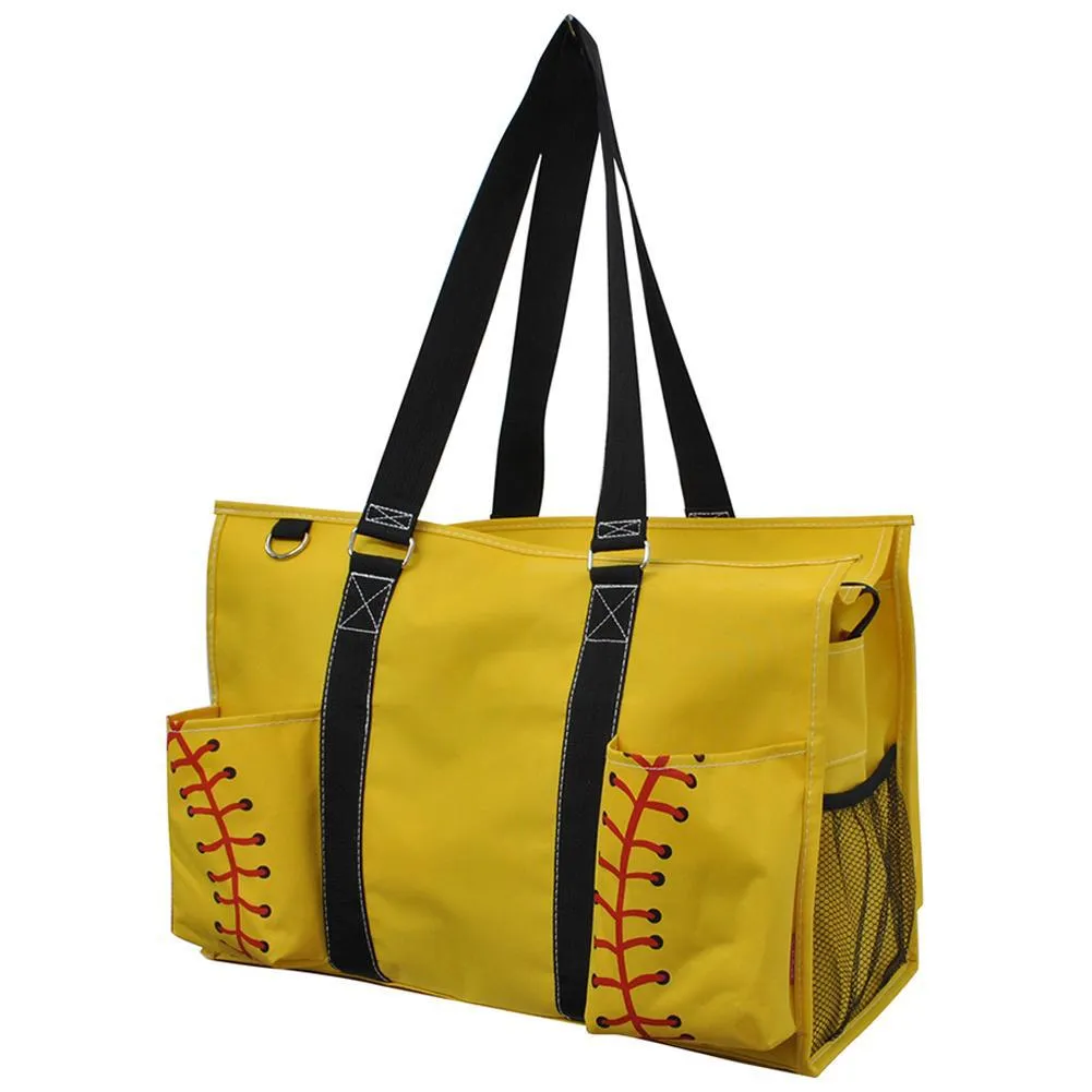 Softball Yellow NGIL Zippered Caddy Large Organizer Tote Bag