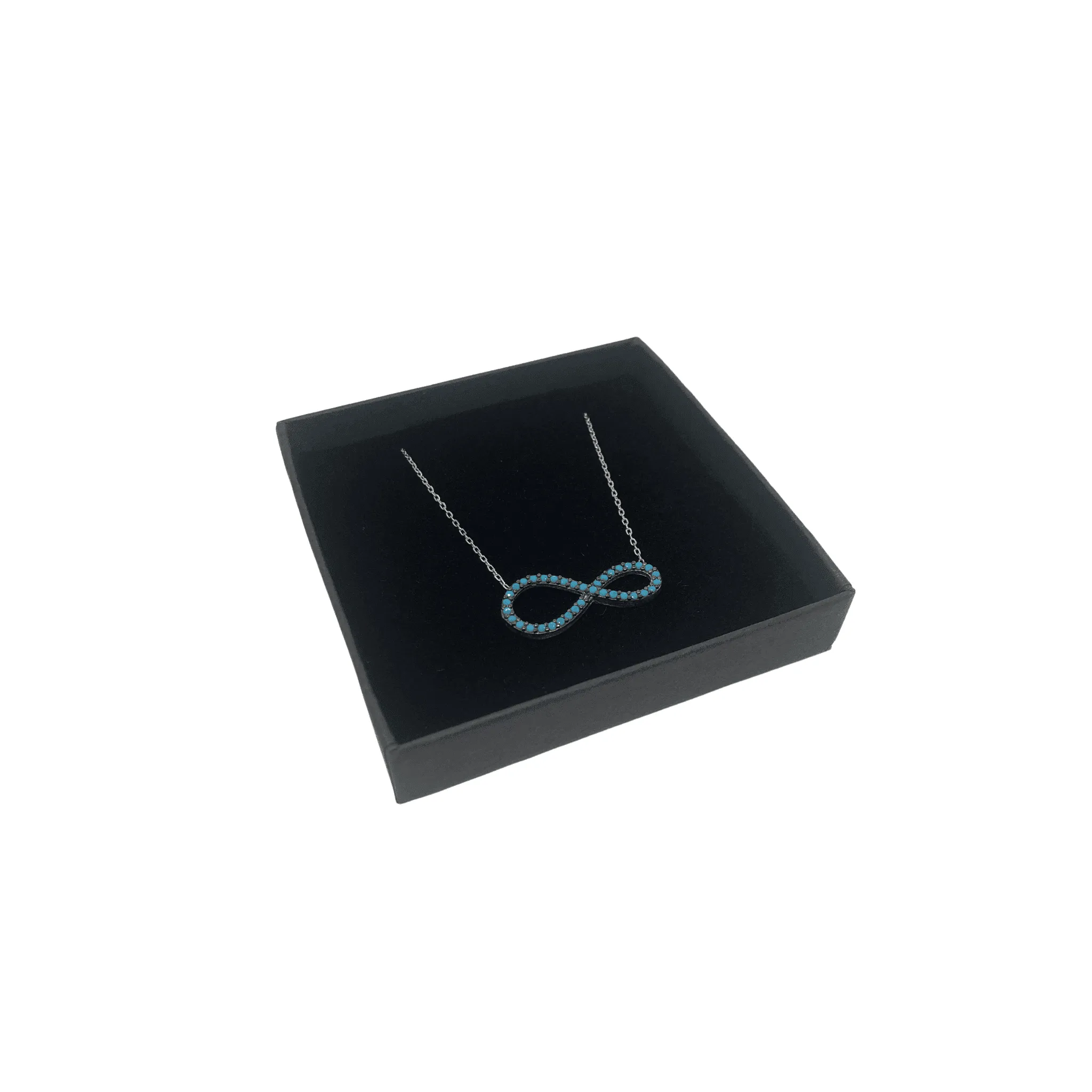 Sterling Silver Infinity Pendant with Blue Stones Necklace and luxurious gift box