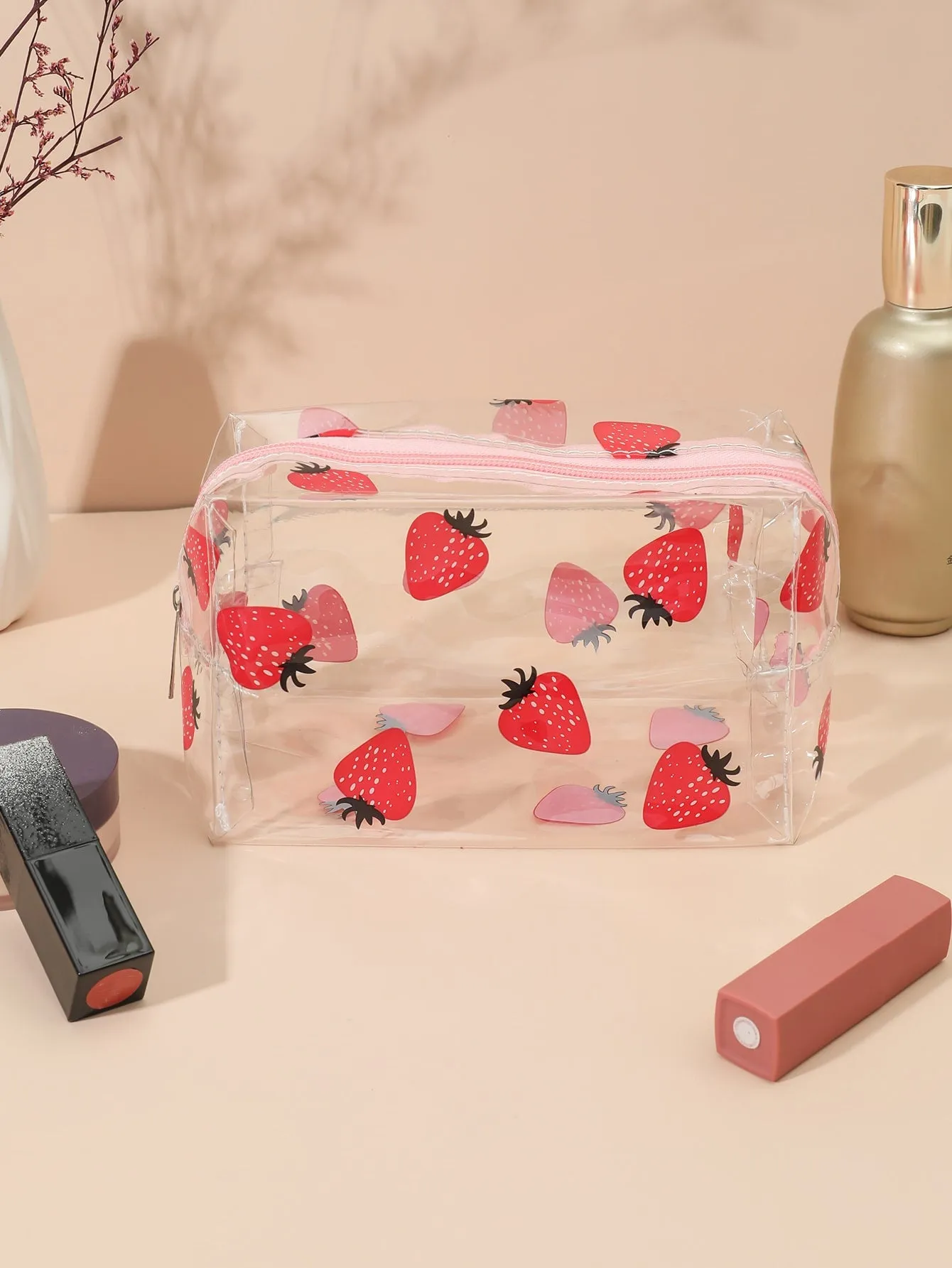 Strawberry Makeup Bag Cosmetic Organizer Toiletries Bag Makeup Organizer Zip