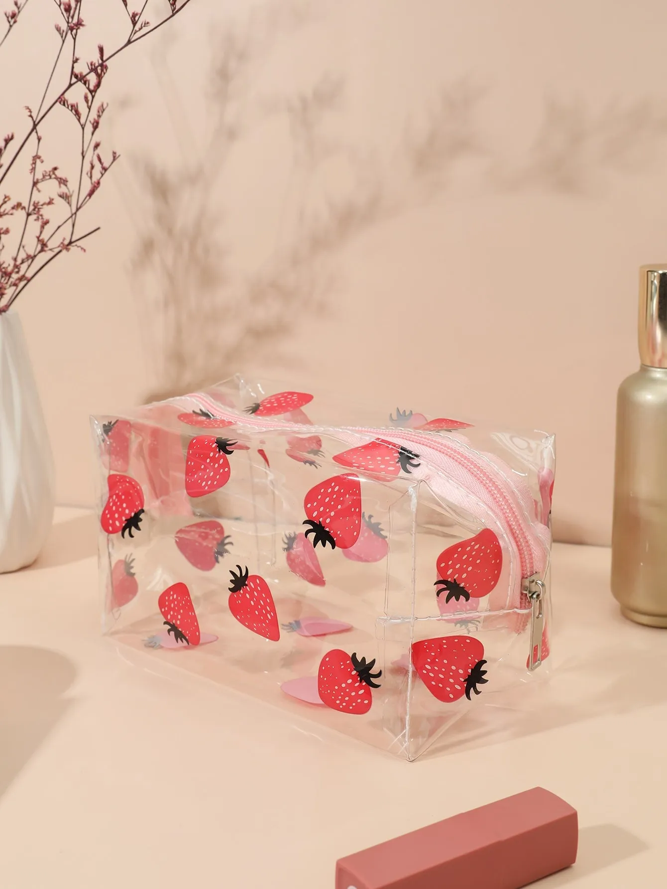 Strawberry Makeup Bag Cosmetic Organizer Toiletries Bag Makeup Organizer Zip