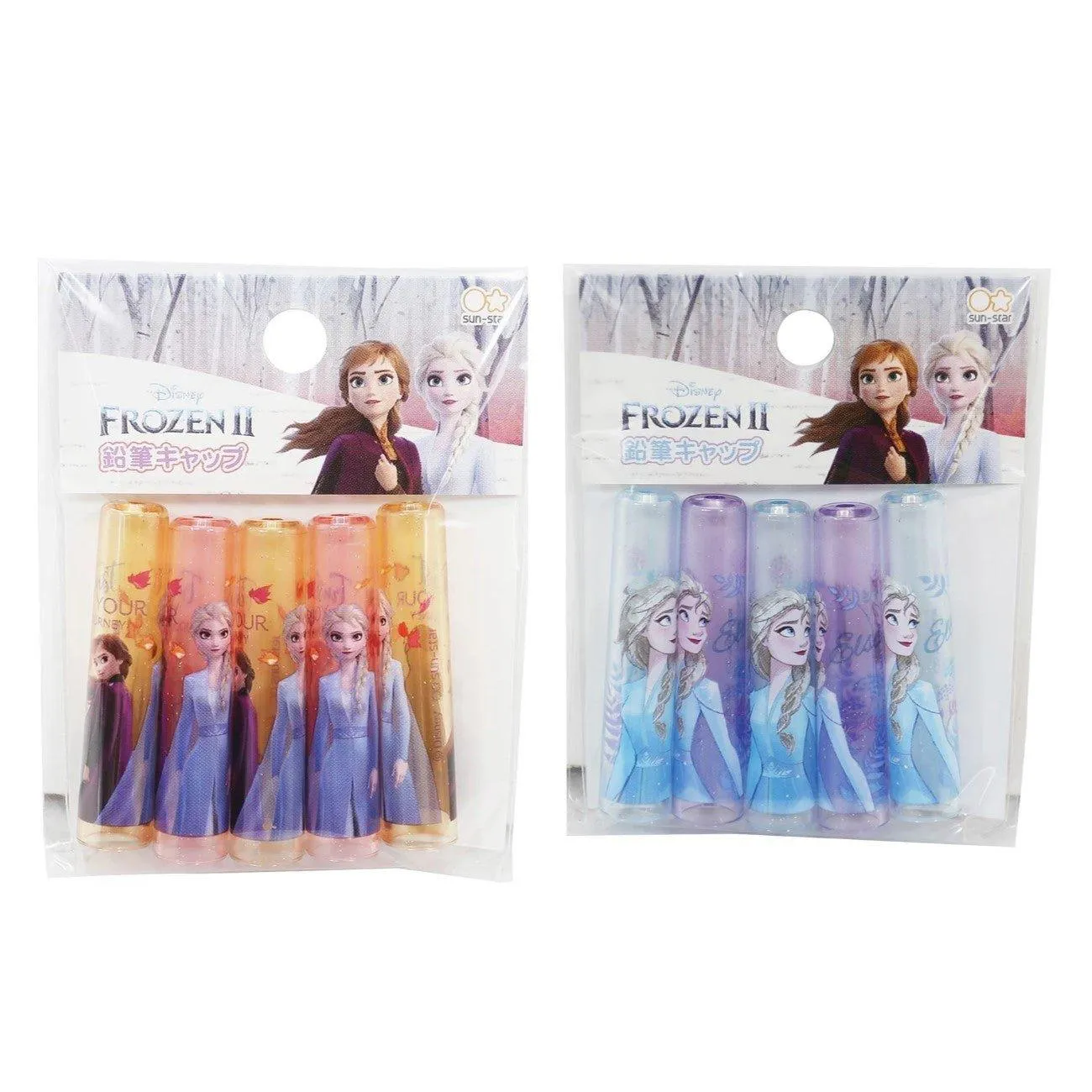 Sun-Star Frozen 2 5pcs Pencil Cap Pen Cap Pencil Cover Wooden Pencil Anna Elsa