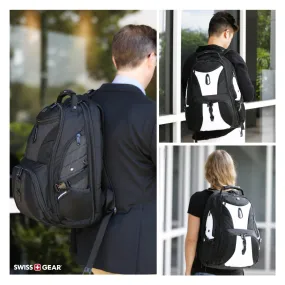 SwissGear Travel Gear 1900 Scansmart TSA Large Laptop Backpack for Travel, School & Business - Fits 17" Laptop - Black/White