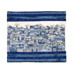 Tallit Bag - Full Embroidery - Jerusalem - Blue