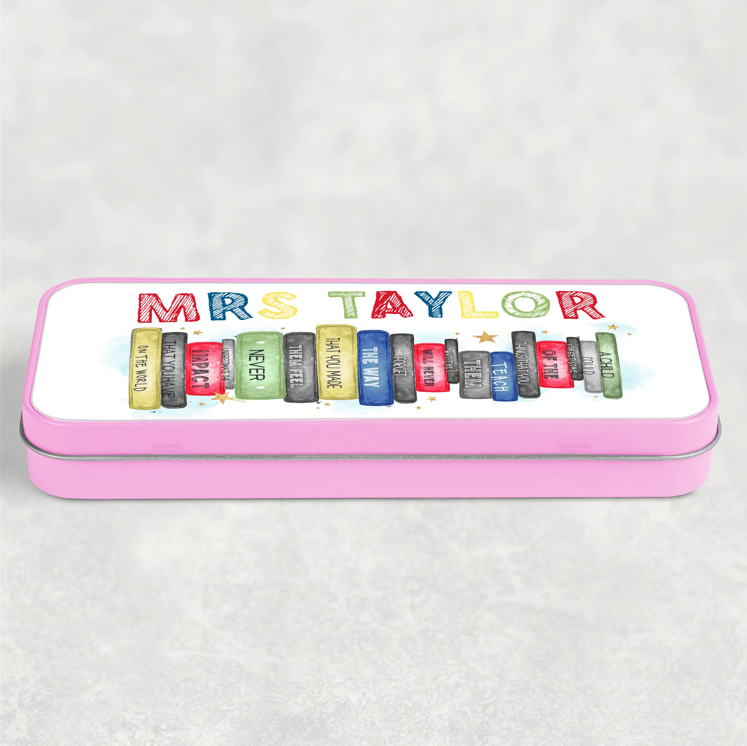 Teacher Book Stack Personalised School Pencil Tin