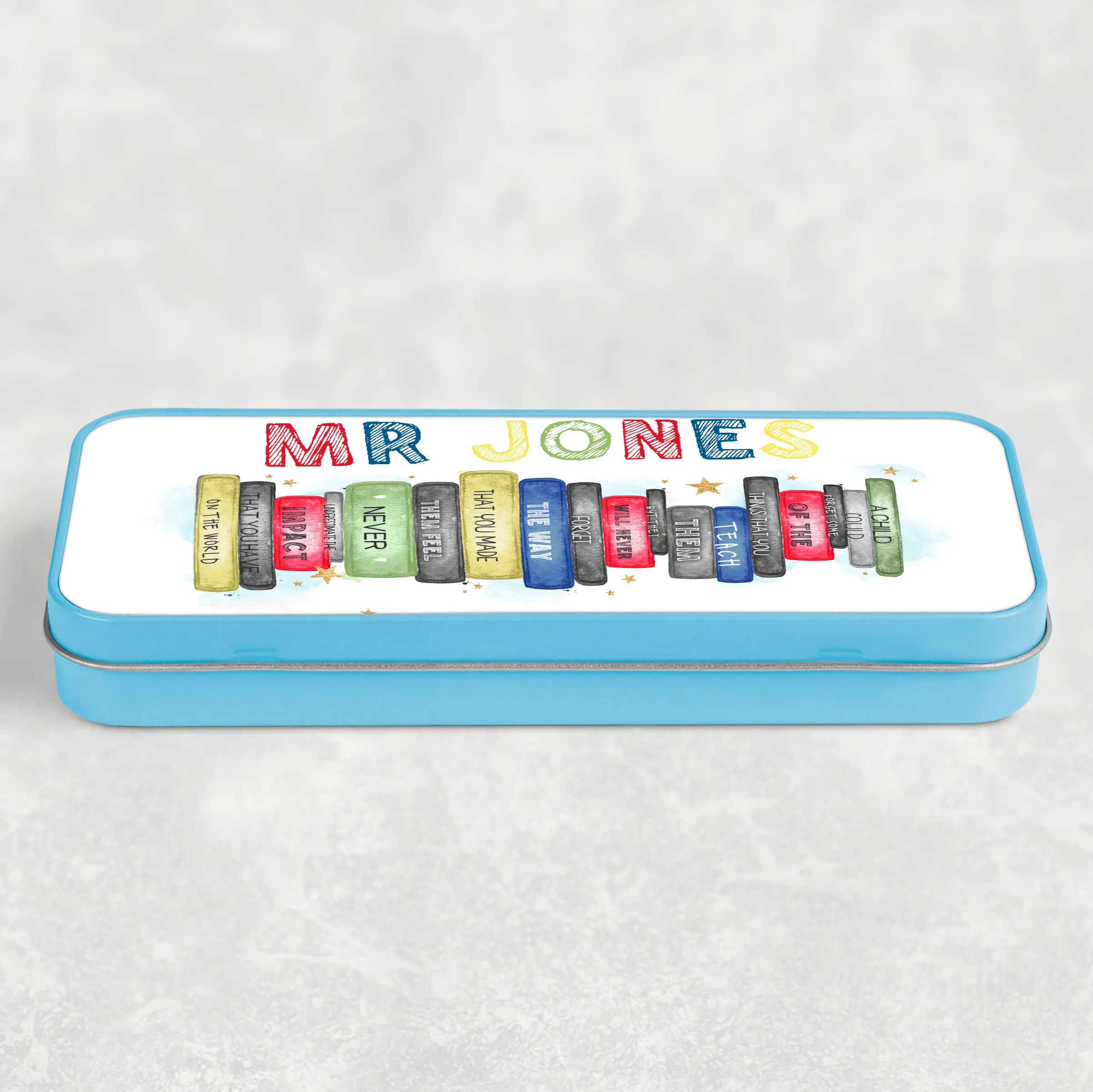 Teacher Book Stack Personalised School Pencil Tin