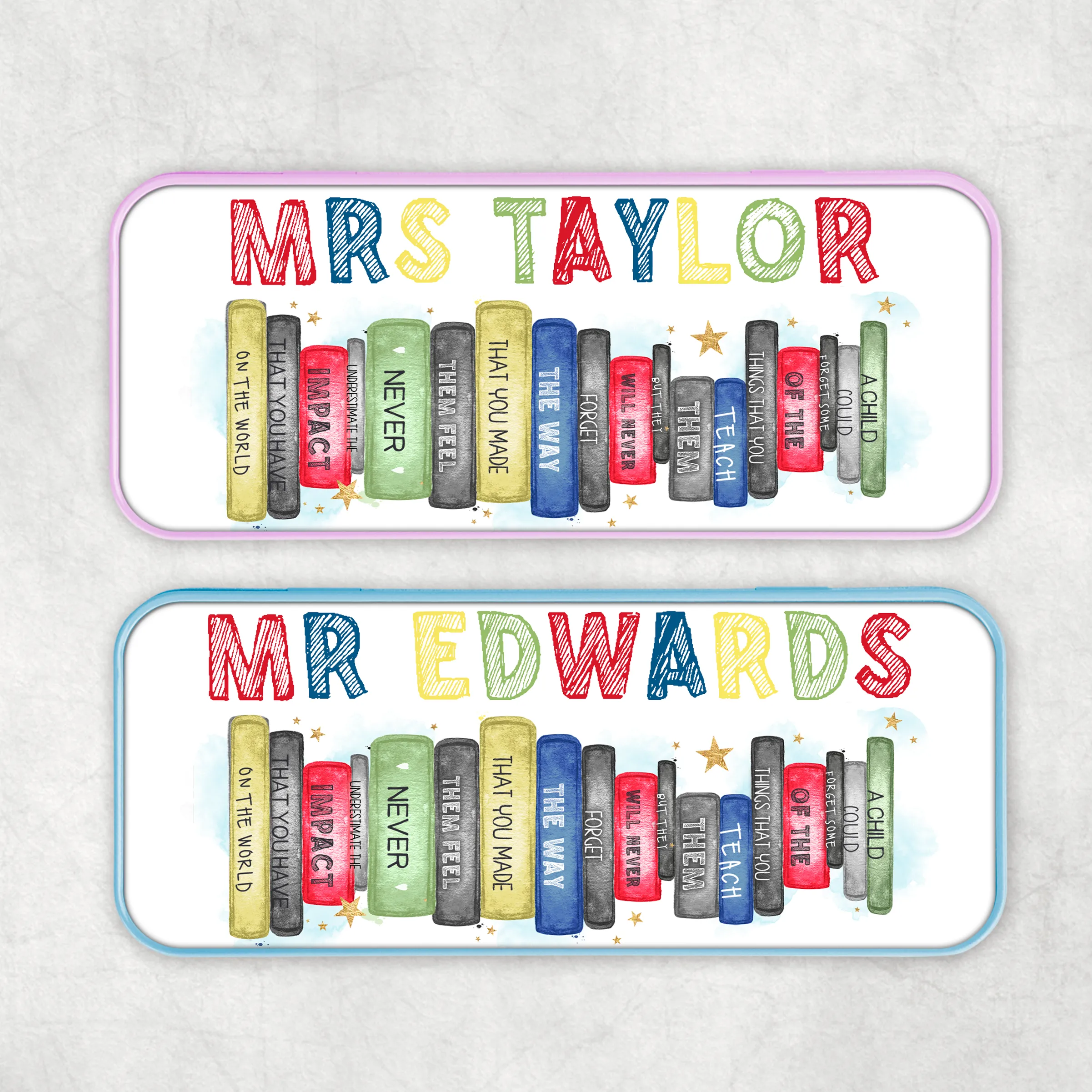 Teacher Book Stack Personalised School Pencil Tin