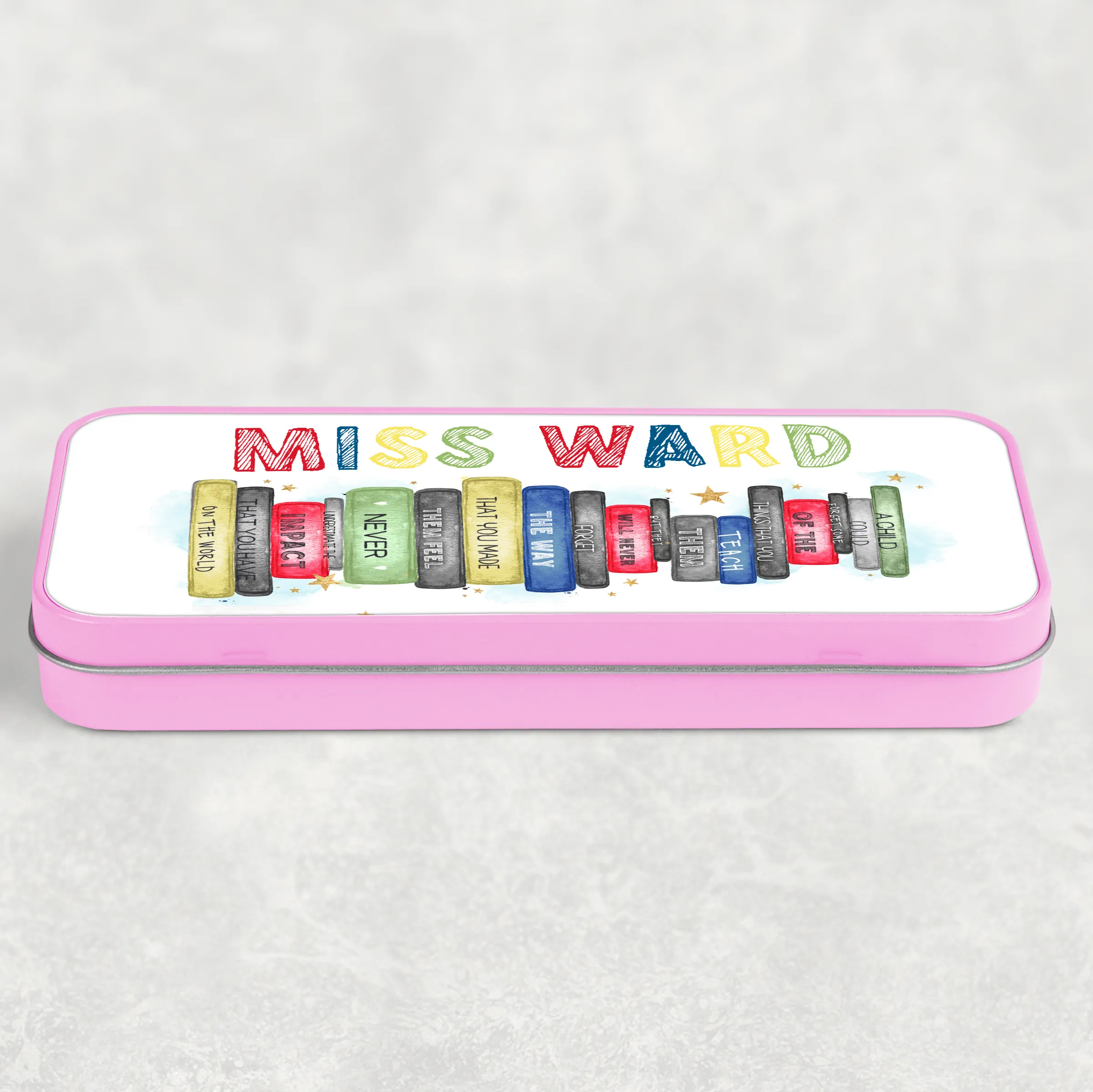 Teacher Book Stack Personalised School Pencil Tin