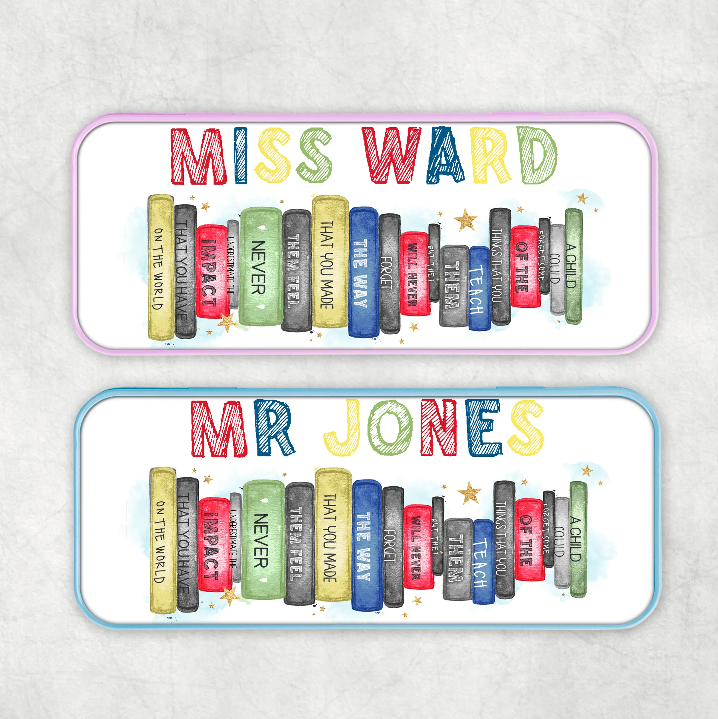 Teacher Book Stack Personalised School Pencil Tin