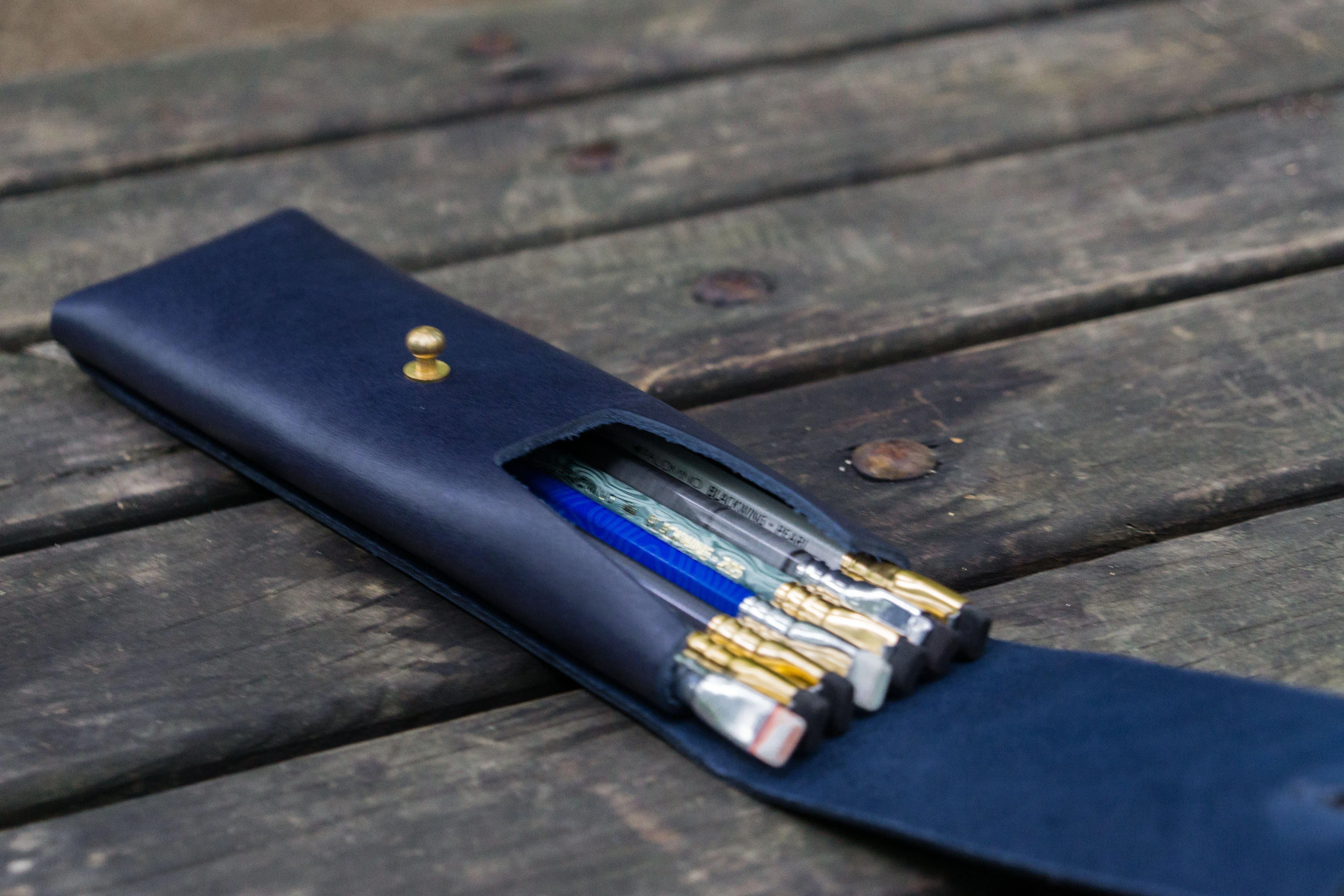 The Charcoal Leather Pencil Case for Blackwing Pencils - Navy Blue