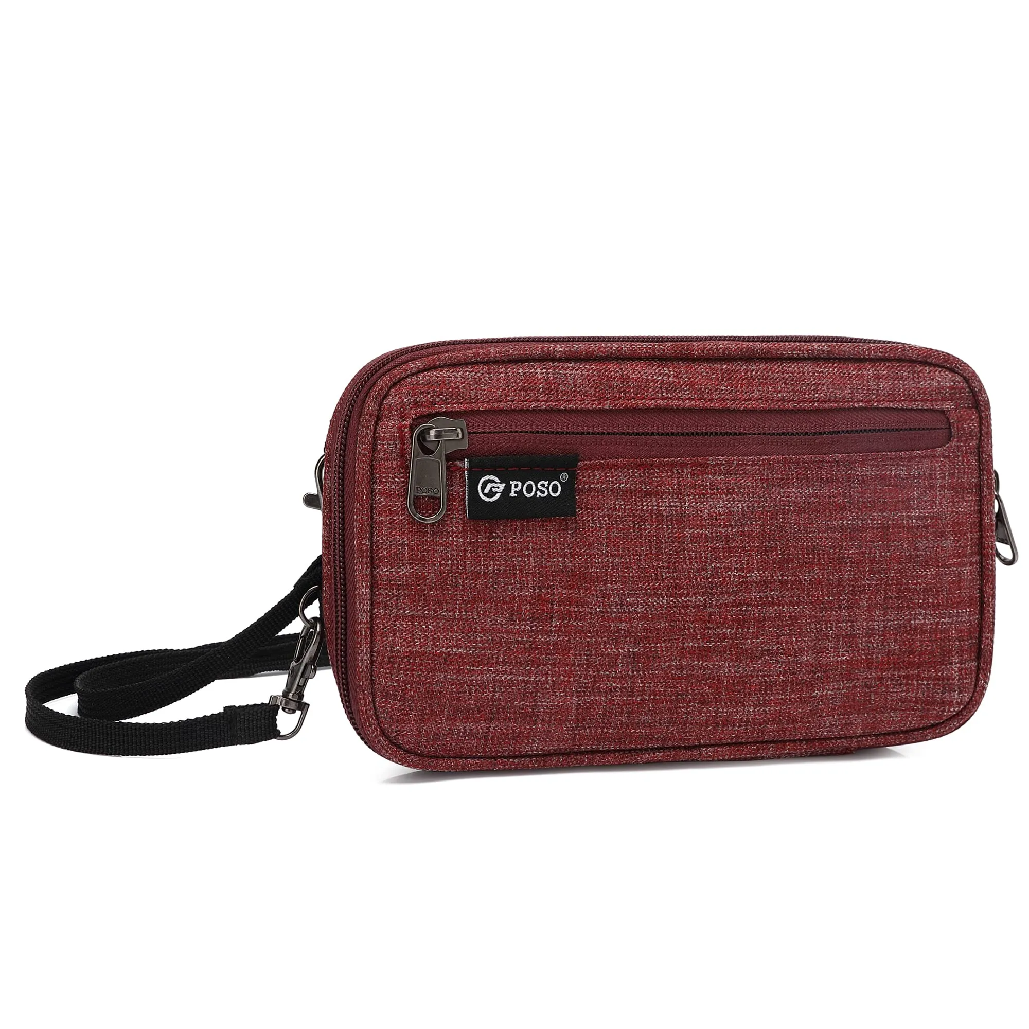 THE CLOWNFISH Polyester Poso Spirit Multipurpose Travel Pouch Cash Pouch With Shoulder Strap (Red)