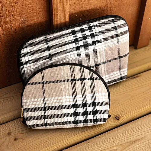 The Cosmetic Pouch Set in Plaid