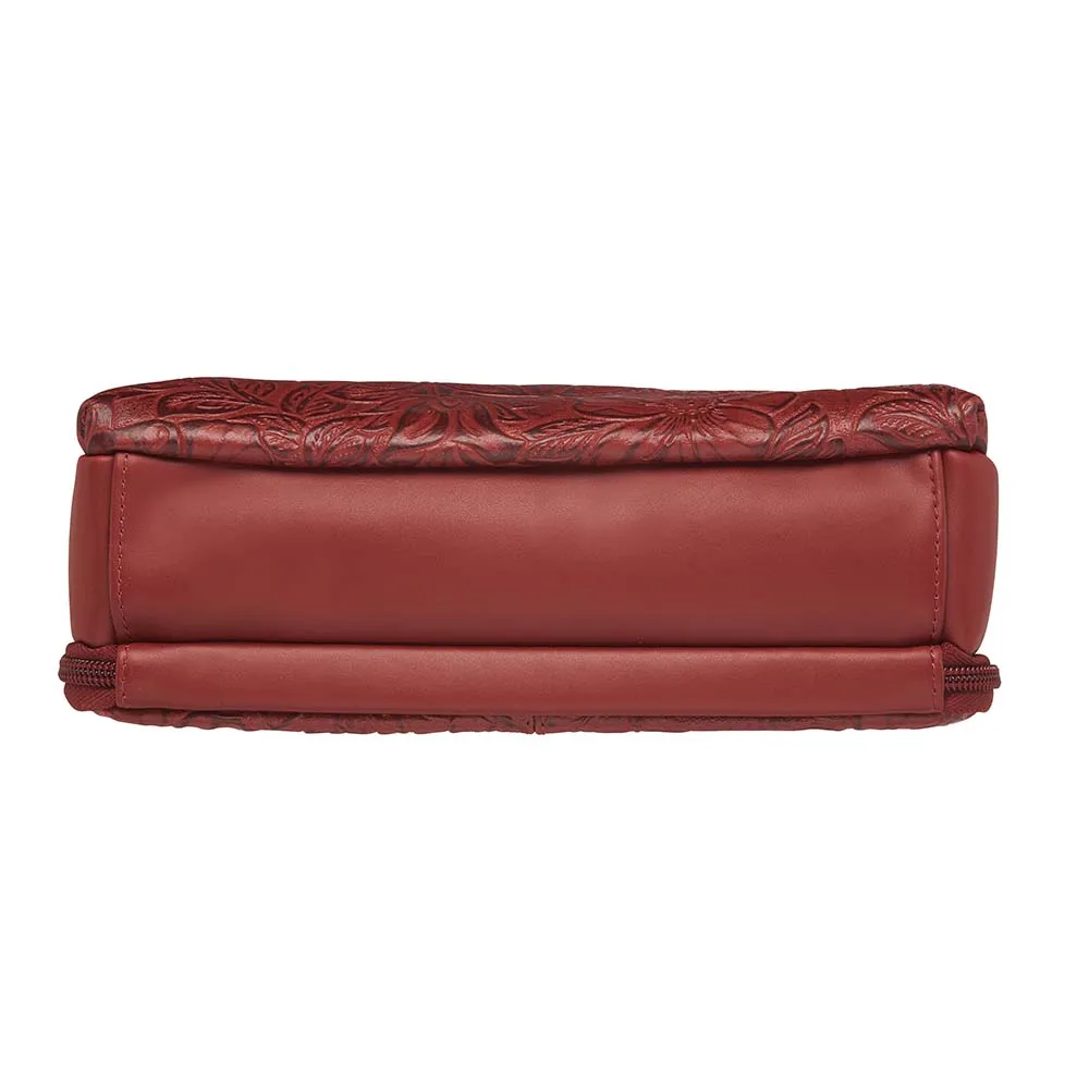 Tooled American Cowhide Leather Clutch Purse