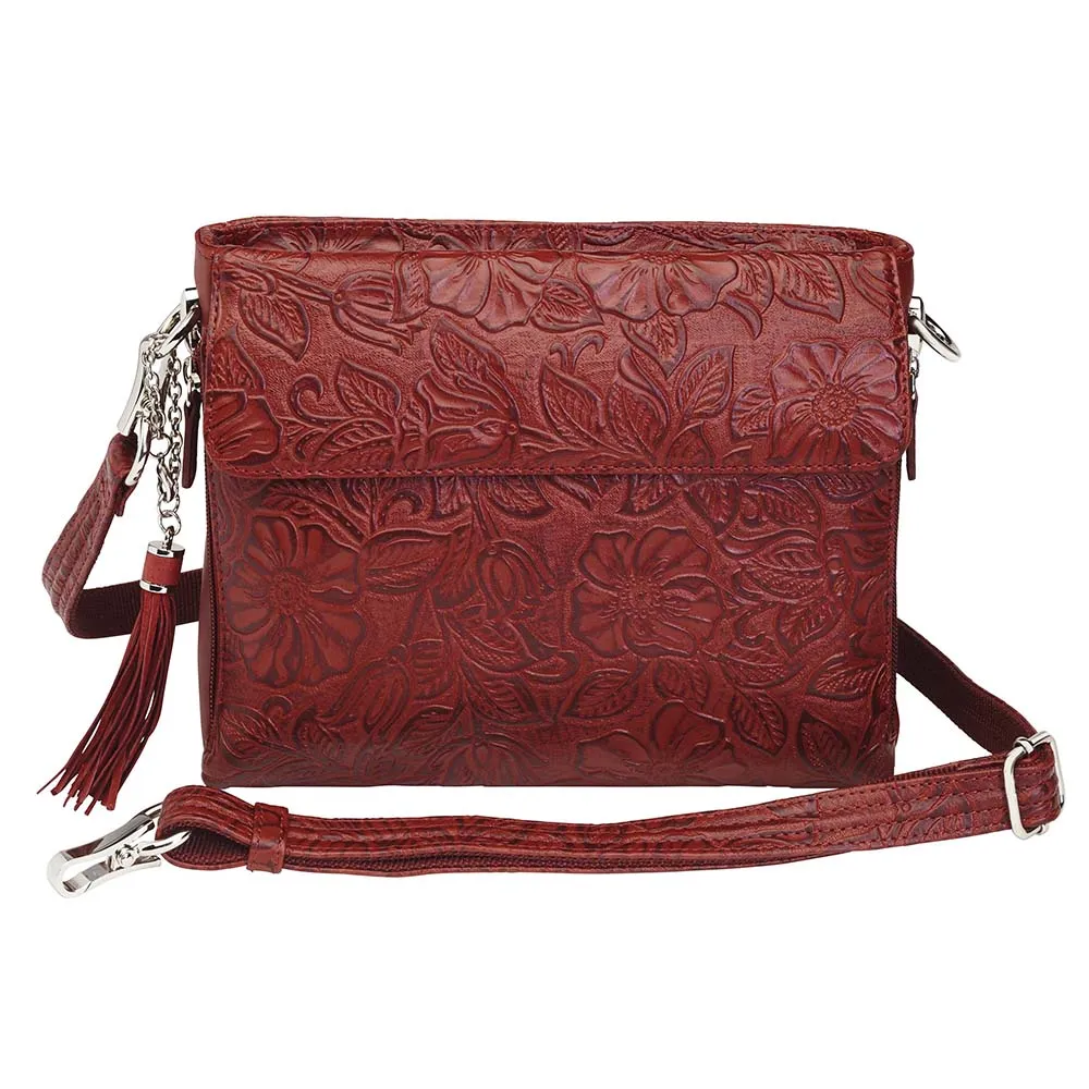 Tooled American Cowhide Leather Clutch Purse