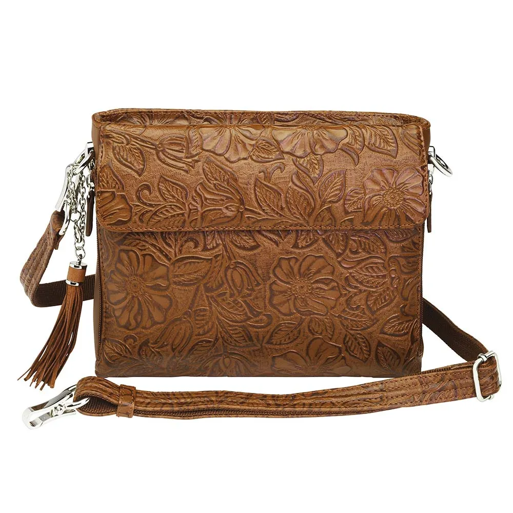 Tooled American Cowhide Leather Clutch Purse