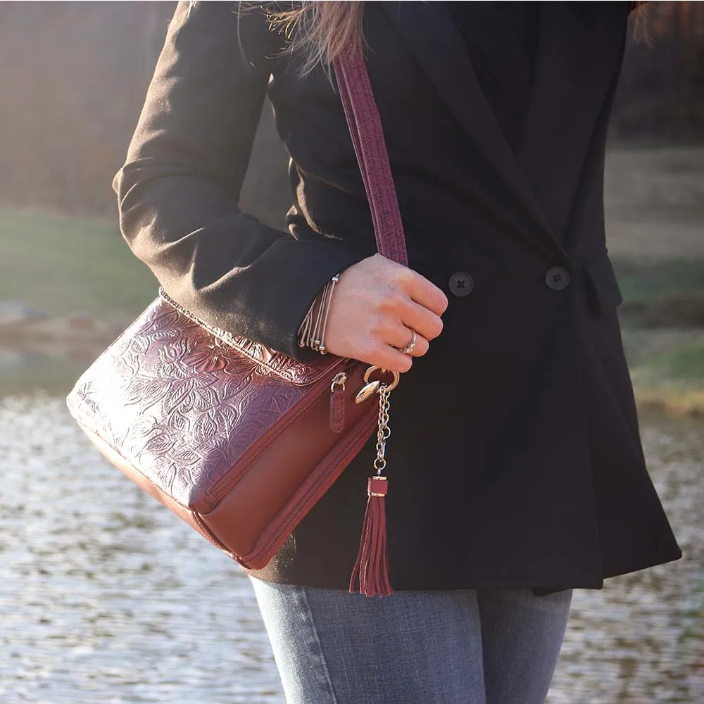 Tooled American Cowhide Leather Clutch Purse