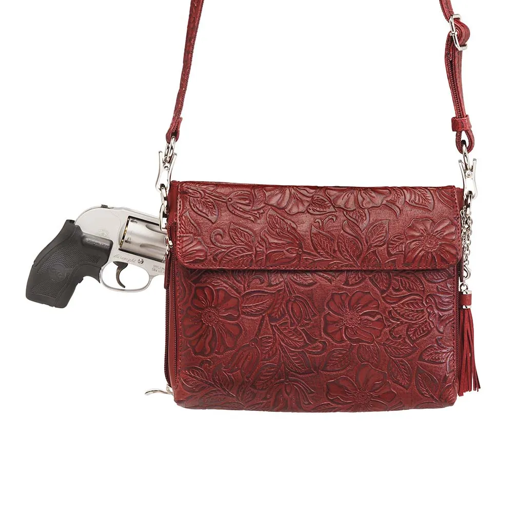 Tooled American Cowhide Leather Clutch Purse