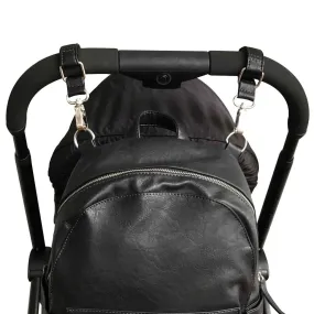 VANCHI Vegan Leather Pram Caddy & Bag Clips - Black