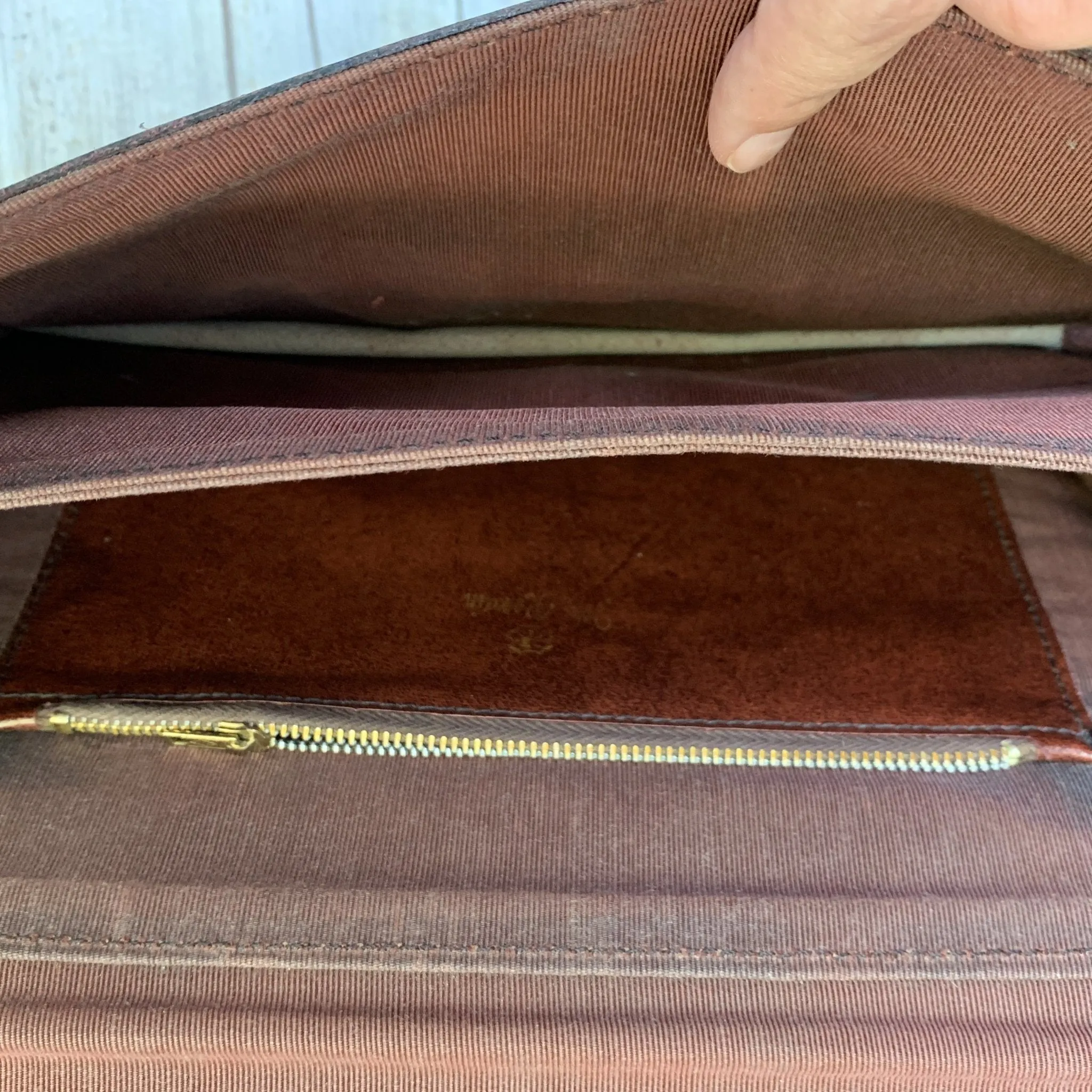 Vintage Burgundy Leather Clutch by John Romain. Envelope Style Handbag. Circa 1970.