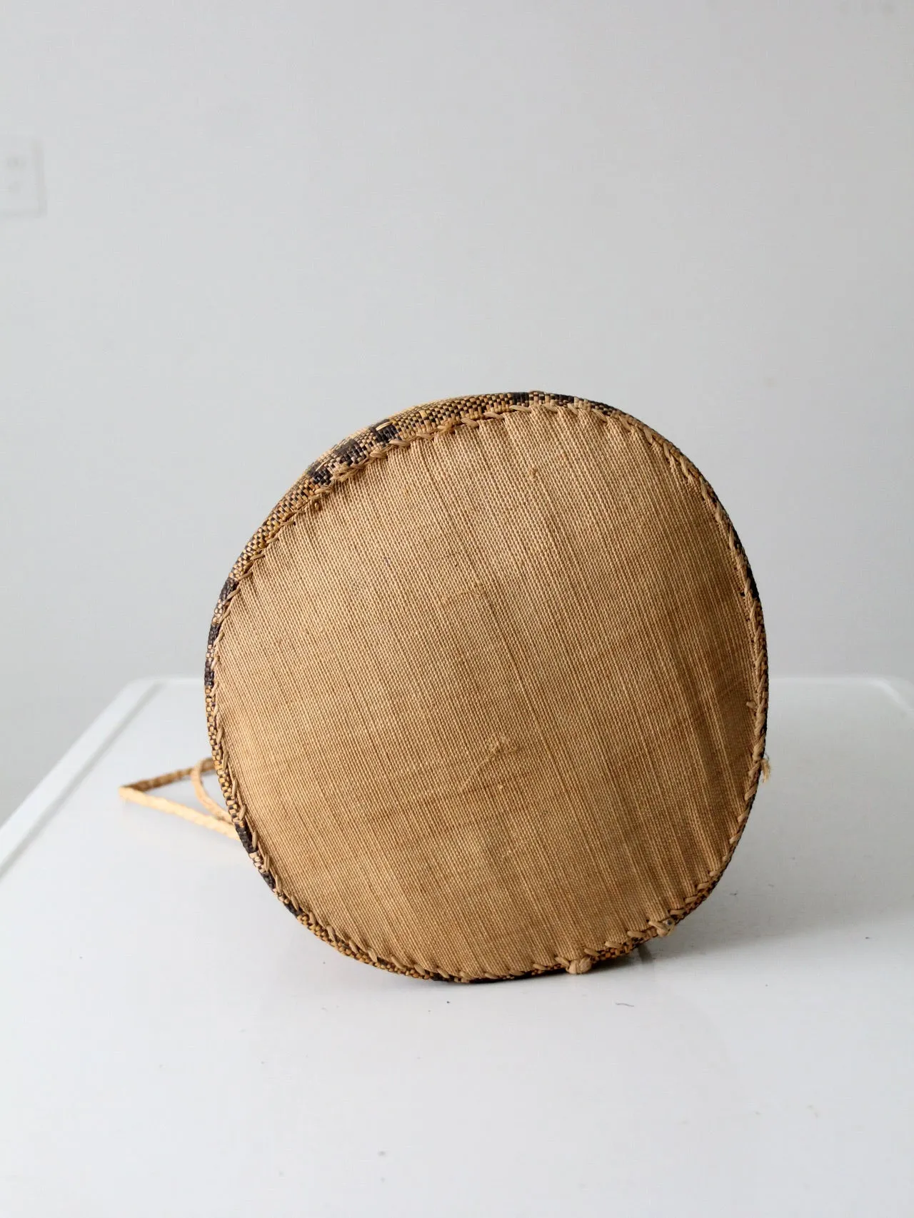 vintage woven drawstring backpack