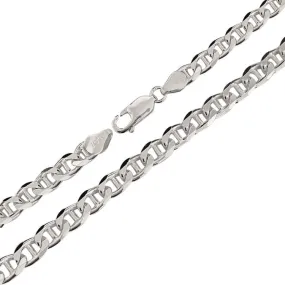 Women's 925 Sterling Silver 6.5mm Diamond Cut Mariner Links Chain Necklace