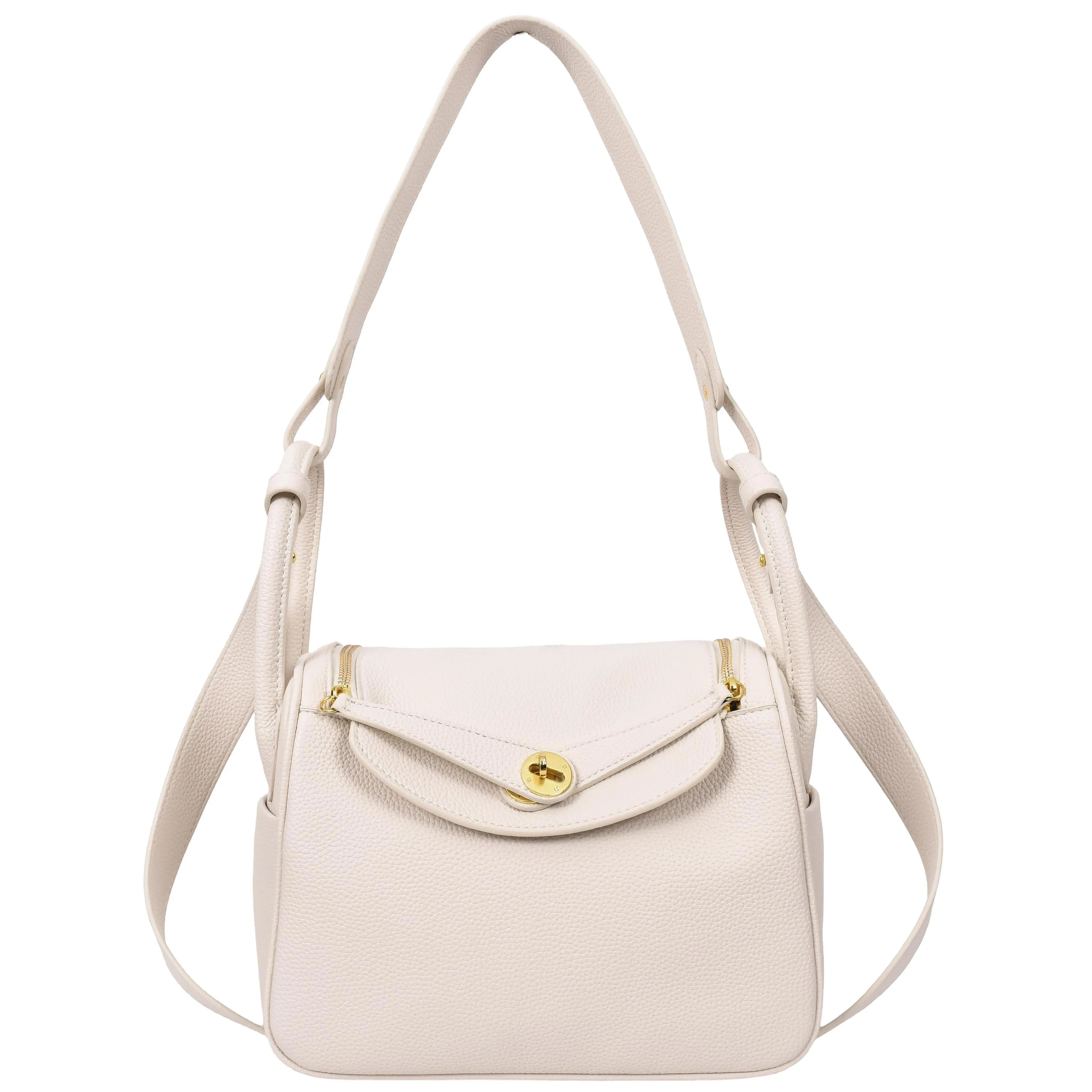 Womens Faux Leather Large Shoulder Bag Rose White