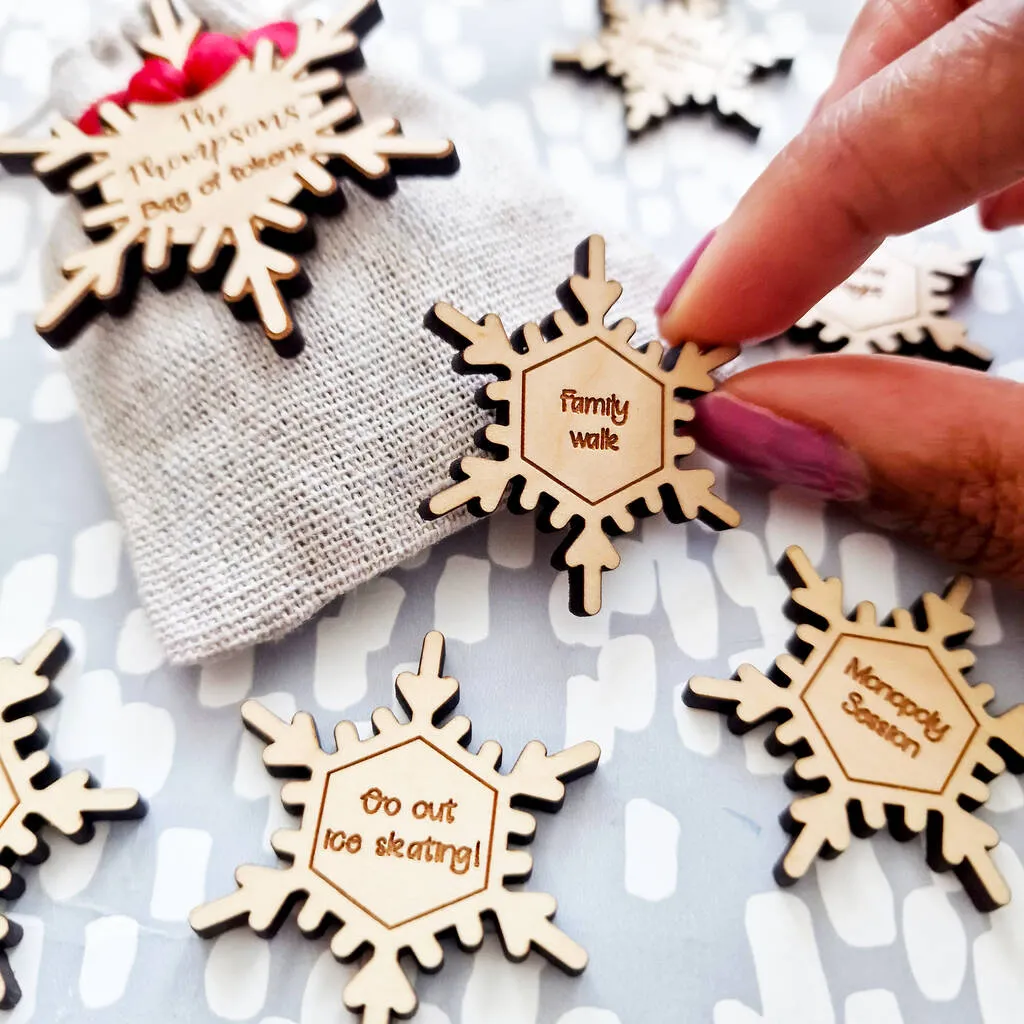 Wooden Personalised Family Christmas Tokens