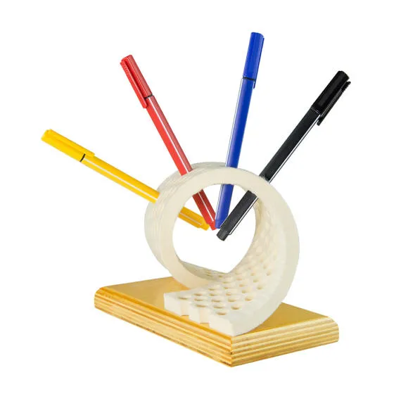 Wool Felt Pen/Pencil Holder Desk Accessory - 100% Wool Felt, Wood Base, Desk Decoration, Desk Organizer