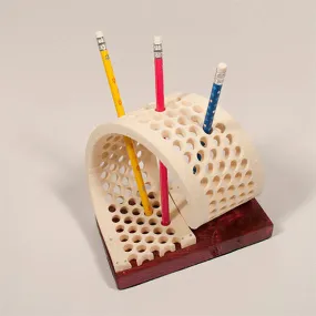 Wool Felt Pen/Pencil Holder Desk Accessory - 100% Wool Felt, Wood Base, Desk Decoration, Desk Organizer