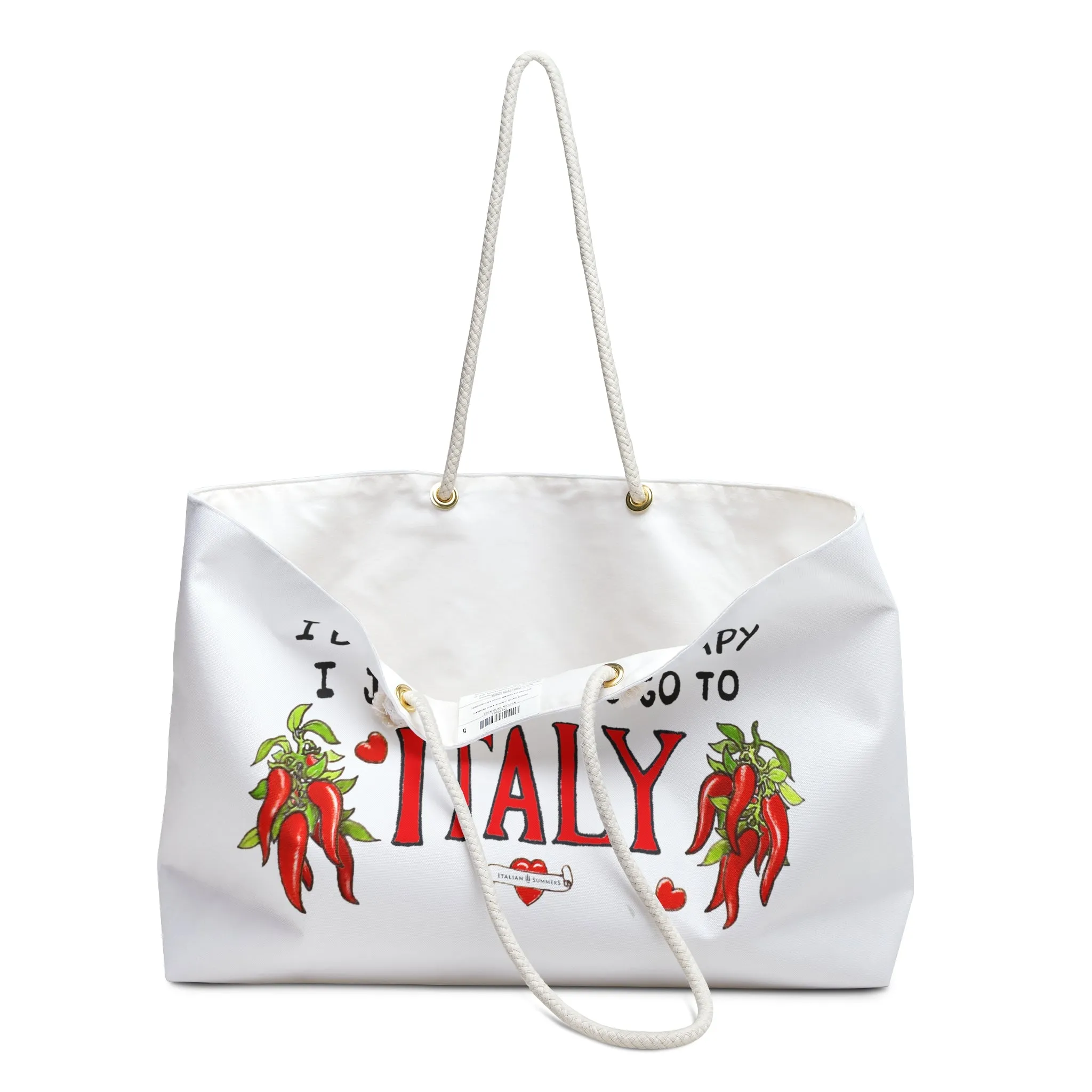 XL beach bag I don't need therapy, I just need to go to Italy by Italian Summers PEPPERS